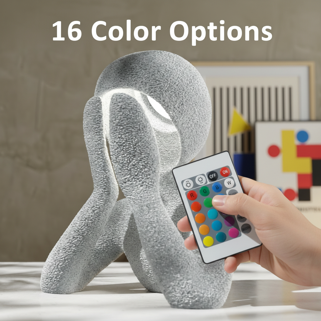 Decorative lamp with 16 color options controlled by a remote.