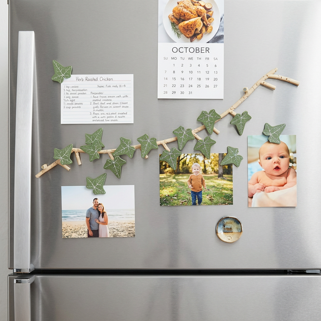 Magnetivy: Articulated Magnetic Ivy Vine & Photo Holder | Modular Fridge Decor (24.5")