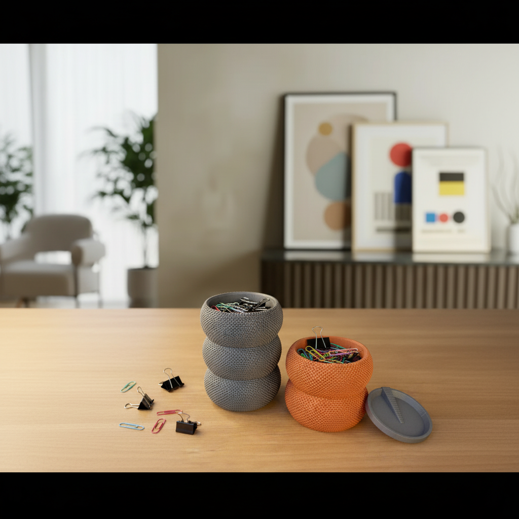 Textured Bubble Storage Canister | Modern Screw-Top Organizer Jar | Orange & Gray