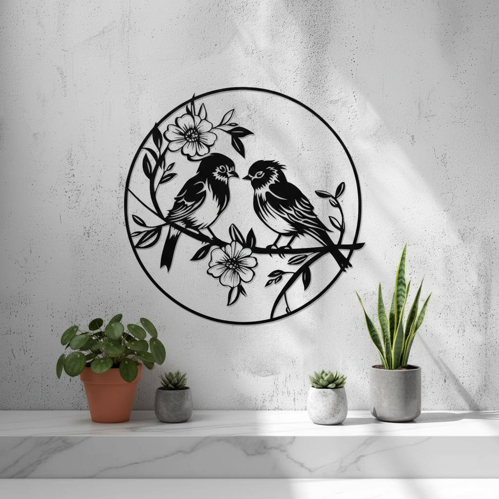 Matte black finish on lightweight bird wall art, highlighting the clean edges and durable plastic construction.