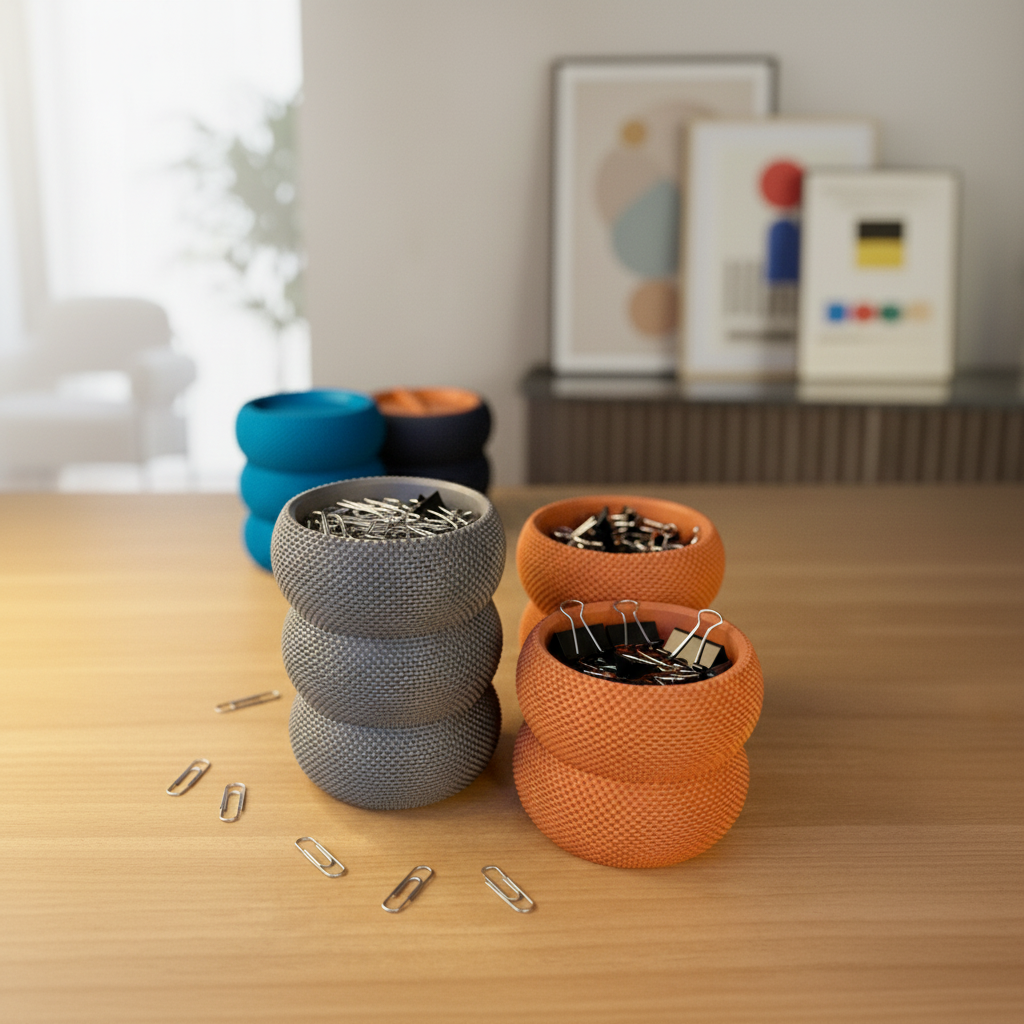Textured Bubble Storage Canister | Modern Screw-Top Organizer Jar | Orange & Gray