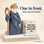 Ten Commandments Moses Figurine | 10 Commandments Display with Swappable Tablets | Bible Characters Decor