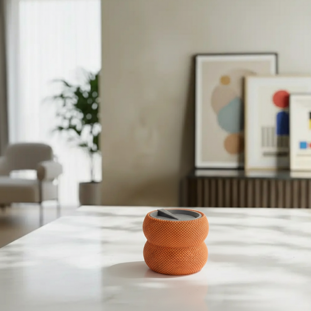 Textured Bubble Storage Canister | Modern Screw-Top Organizer Jar | Orange & Gray