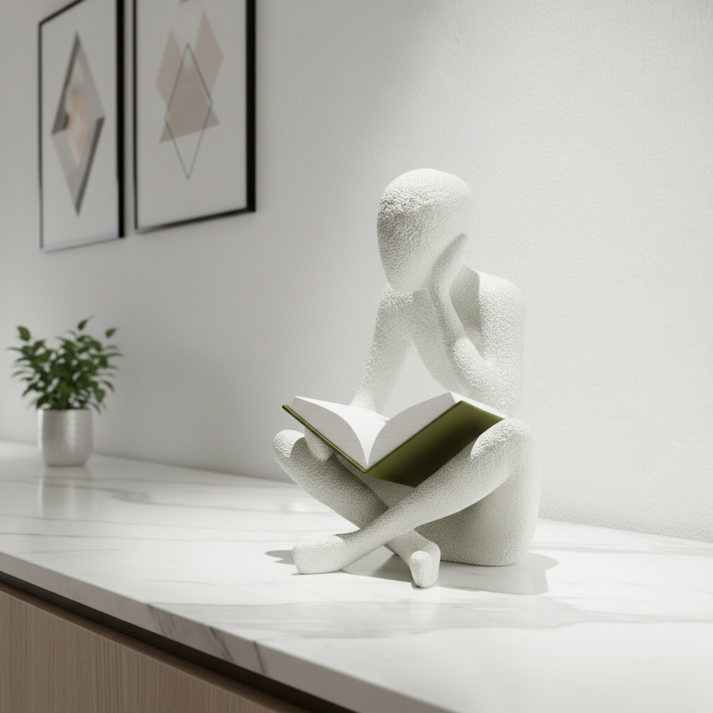 NObody Series Reader statue used as desk decor in contemporary home office