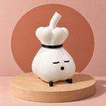 Chef garlic lamp on a round wood pedestal
