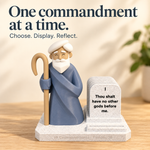 One commandment at a time: Moses display with ten commandment tablets
