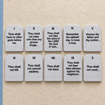All ten commandment tablets numbered I through X