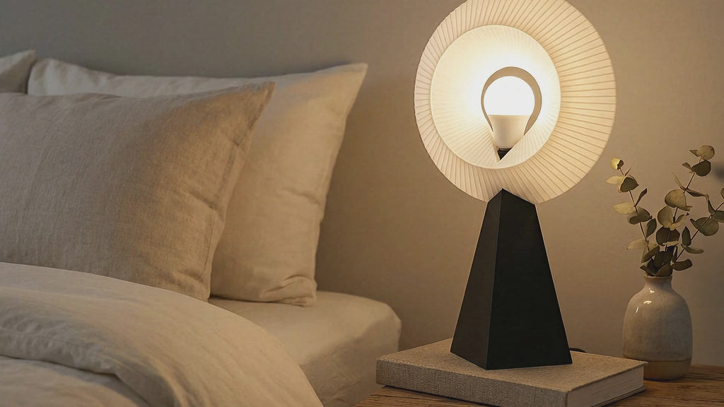 Halo N1 Table Lamp | Modern Geometric Art Deco Light | RGB LED & Premium Cord Kit (16")
